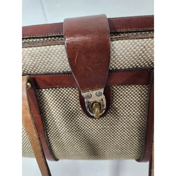 Rare Vintage Designer John Romain Leather Tweed Handbag 60s, 70s, In Brown/Beige - Picture 7 of 16